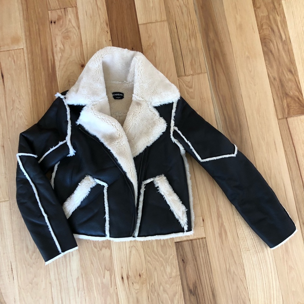 Bebe faux fur black jacket